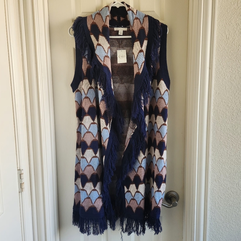 Fringe Knit Vest Womens Size Large‎ Mermaidcore Bohemian
